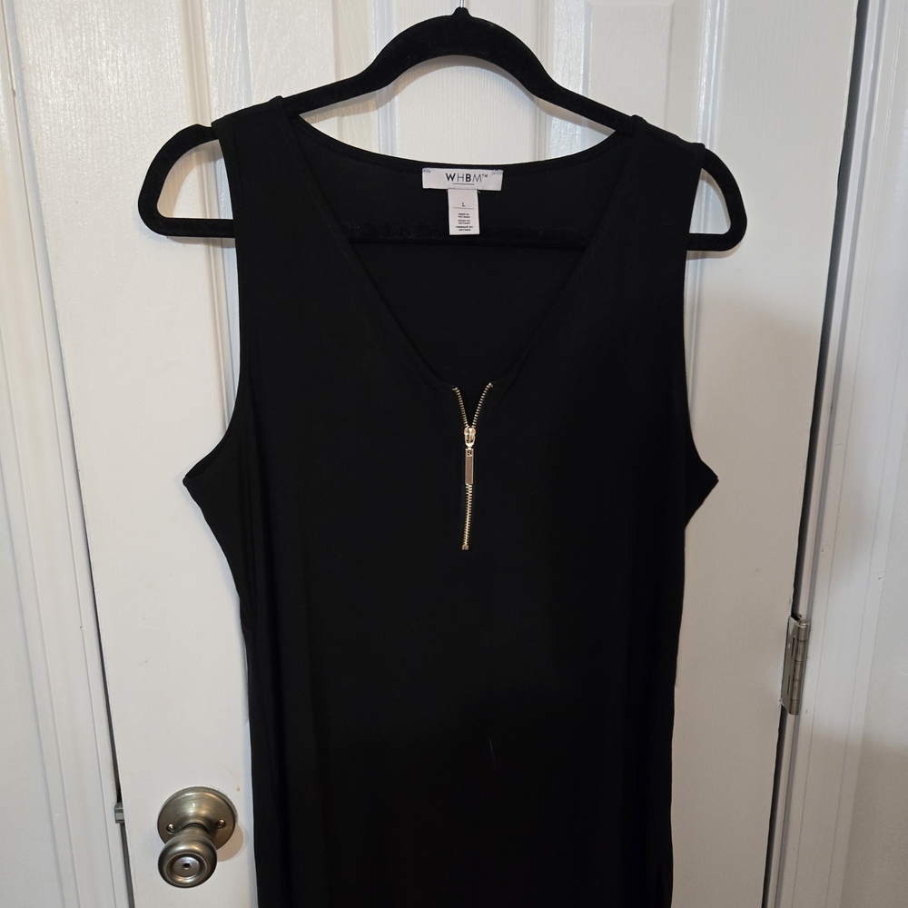 White House Black Market Black Tank Top with Gold Zipper